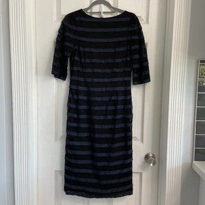 Rachel Roy Lace Sheath Midi Dress Size 2 Black Gray Short Sleeve Cocktail Dress